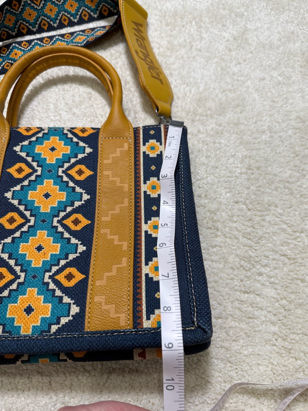Wrangler Aztec Mustard Crossbody Canvas Tote Bag Satchel Purse Southwestern - Picture 9 of 13